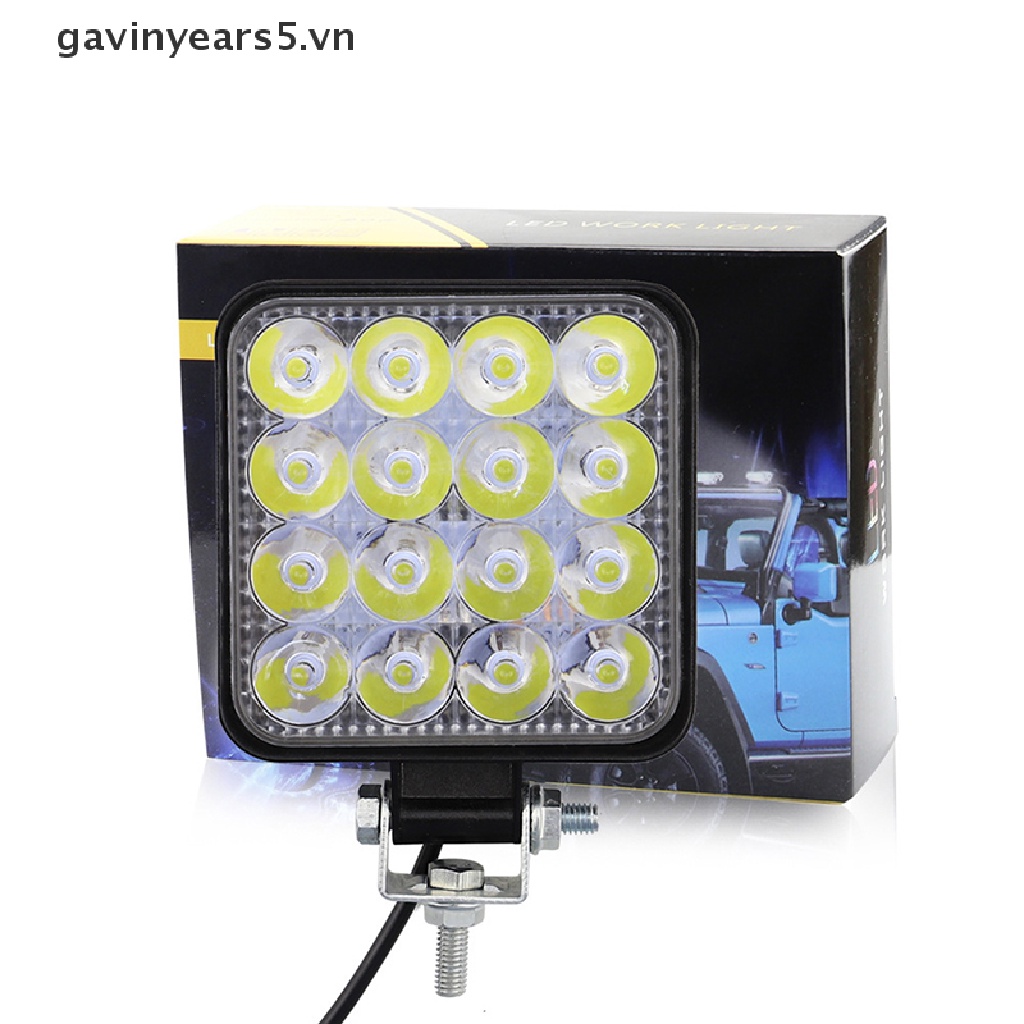Đèn LED Hình Vuông 48W 12V 24V Dành Cho Xe Hơi Xe Tải SUV ~