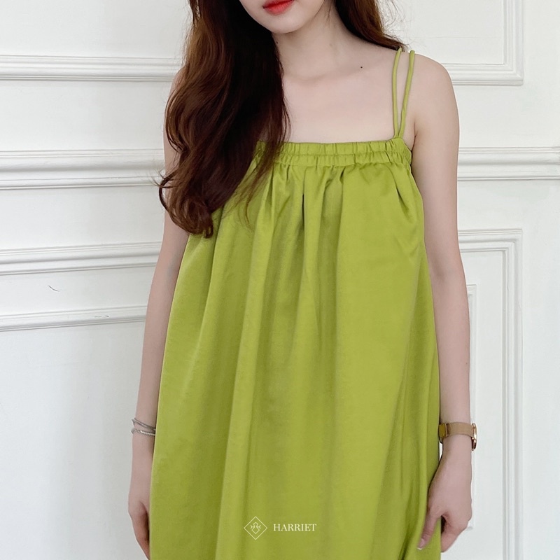 Váy dây dáng suông vải freesize chun ngực chất lụa Lime Premium Harriet