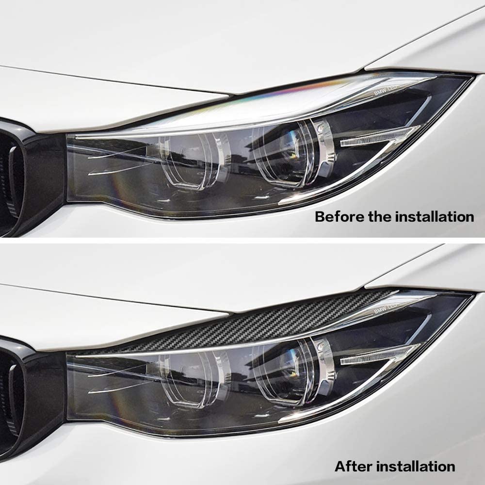 Miếng Dán Viền Đèn Pha / Mí Mắt Tự Động Họa Tiết Sợi Carbon Cho BMW 3 Series F30 F35 2013-2017