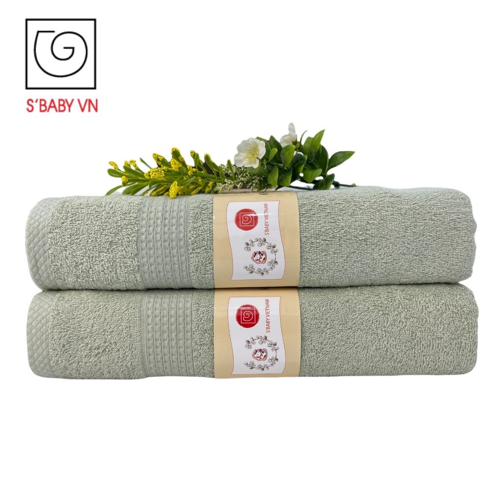 Combo 2 Khăn Tắm Cotton Cao Cấp S'BABY 60x120cm Từ Nguyên Liệu Tự Nhiên, An Toàn Cho Da - CB000006 (8936137960479)