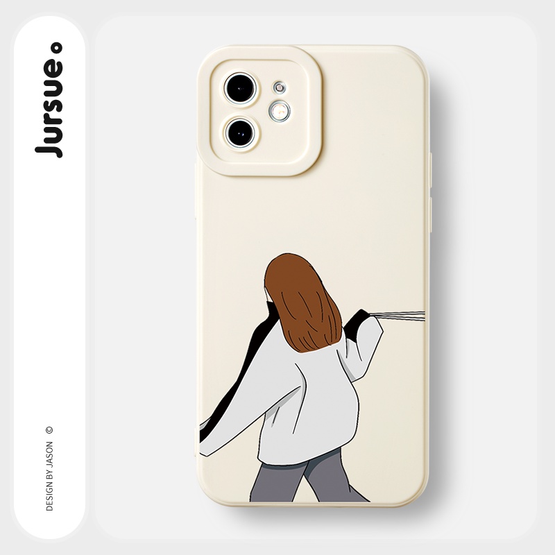 Ốp lưng JURSUE hoạt hình cặp đôi dễ thương đẹp cho iPhone 13 12 11 Pro Max SE 2020 X XR XS 8 7 ip 6S 6 Plus Y1861