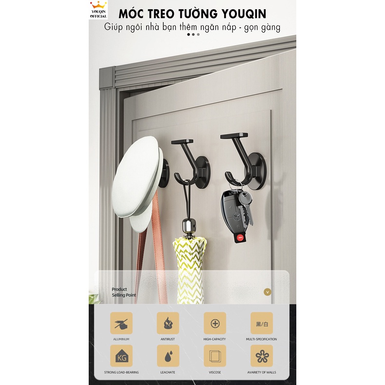 Móc Treo Đồ Dán Tường 2 Tầng Chịu Lực, Móc Treo Siêu Dính, Móc Đa Năng - YouQin Chất Liệu Hợp Kim Nhôm,Dán Keo Siêu Chắc