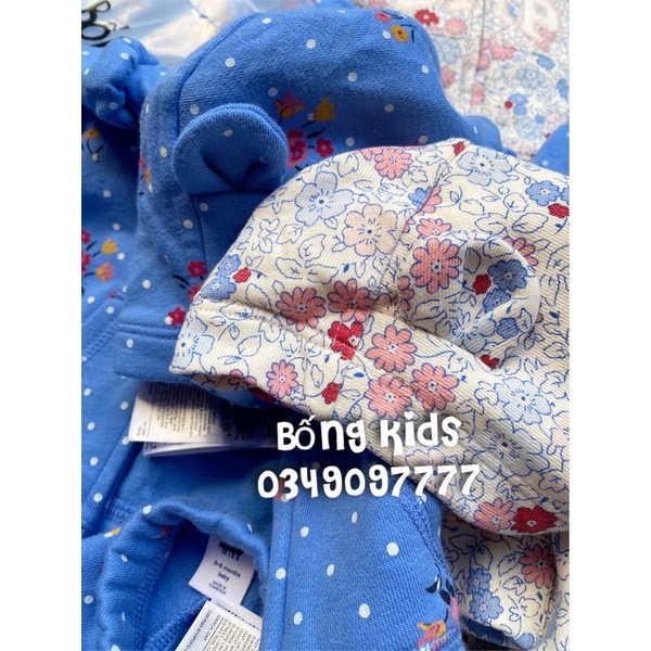 Bộ Nỉ Hoodie Kéo Khoá Bé Gái Tai Gấu G