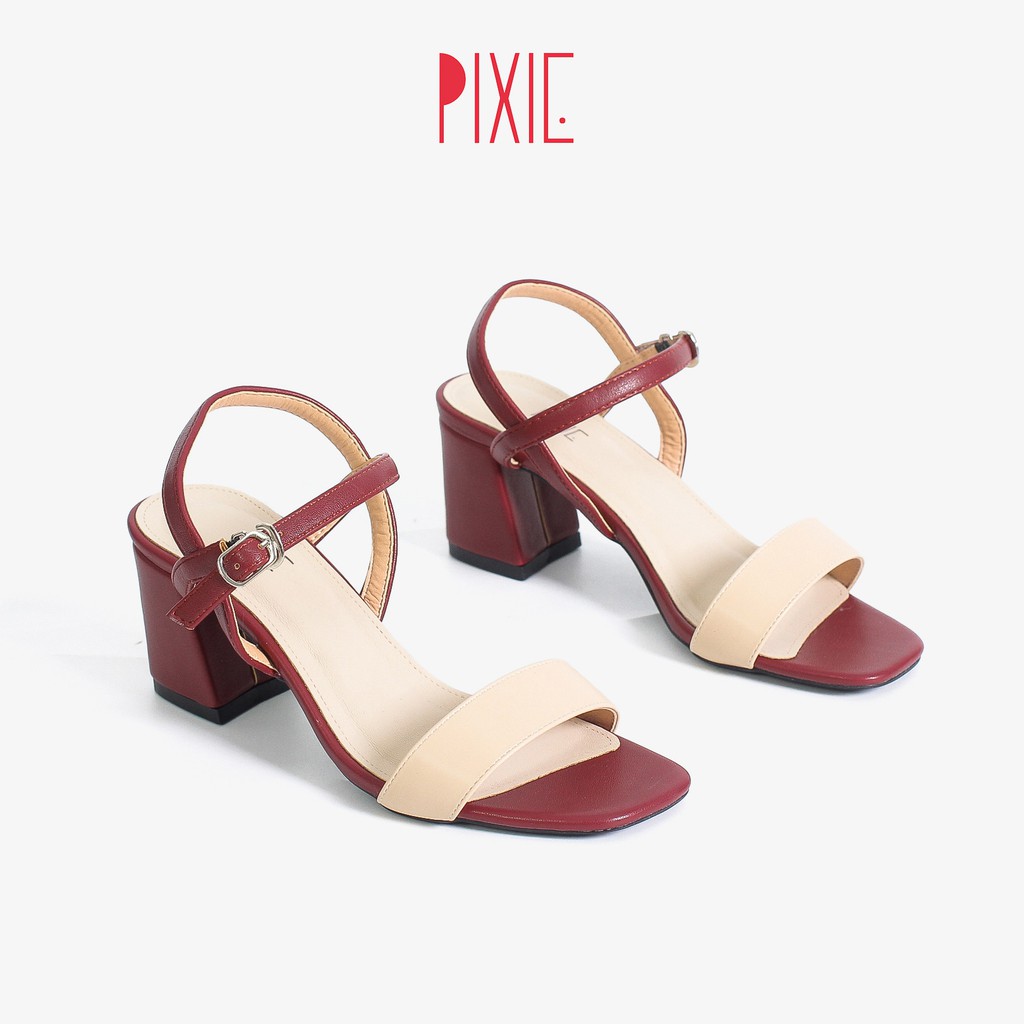 Giày Sandal Cao Gót 6cm Đế Vuông Mix Nhiều Màu Pixie X467