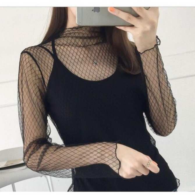 Áo lưới sọc caro Quảng Châu sexy