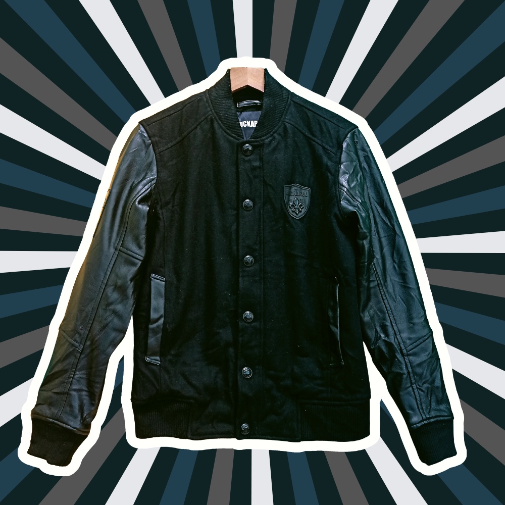 Varsity Jacket 2hand Korea loại 1 cao cấp full đen
