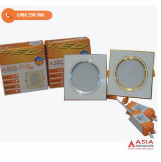 Đèn LED Âm trần mặt  vuông viền vàng , viền bạc  7w ASIA
