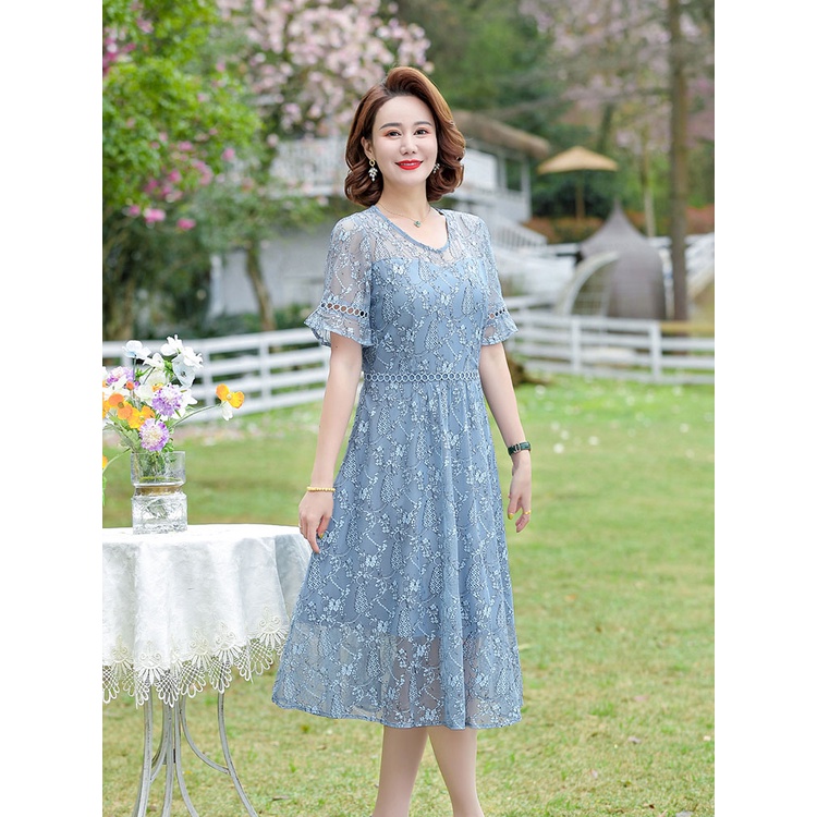 Đầm Chiffon Thời Trang Mùa Hè Phong Cách Phương Tây Hàng Mới 2022 Dành Cho Nữ Trung Niên 50 Tuổi