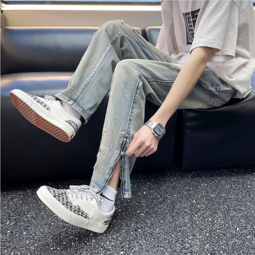 Quần Jeans Nam Dáng Rộng quần jean nam ống suông Phong Cách Thời Trang quần jean nam co giãn  Hàn Quốc quần bò nữ quần ống suông