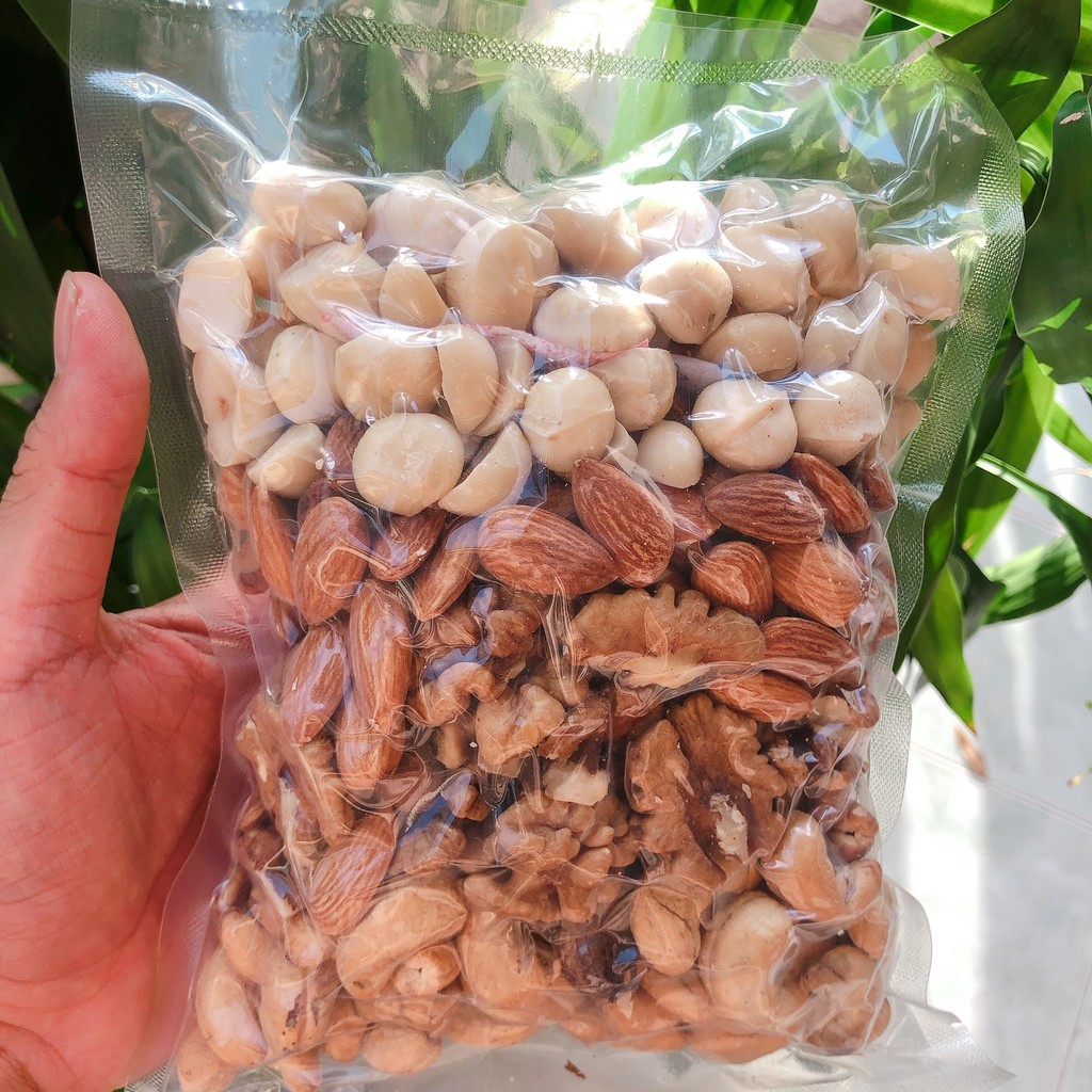 Hạt Dinh Dưỡng Mix 4 (Hạnh Nhân, Macca, Điều Rang Muối, Nhân Óc Chó) Polinuts Túi 500g