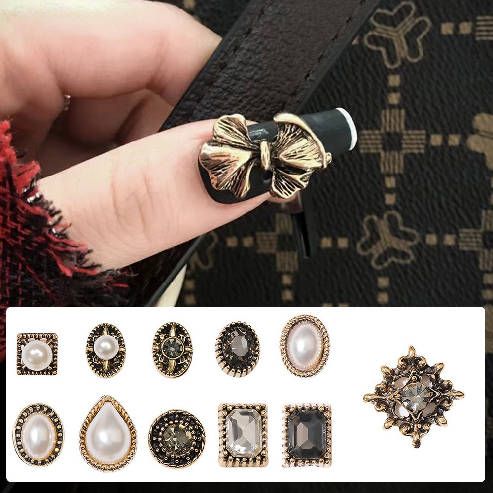 Hạt Charms Phụ Kiện Trang Trí Móng Tay Phong Cách Vintage