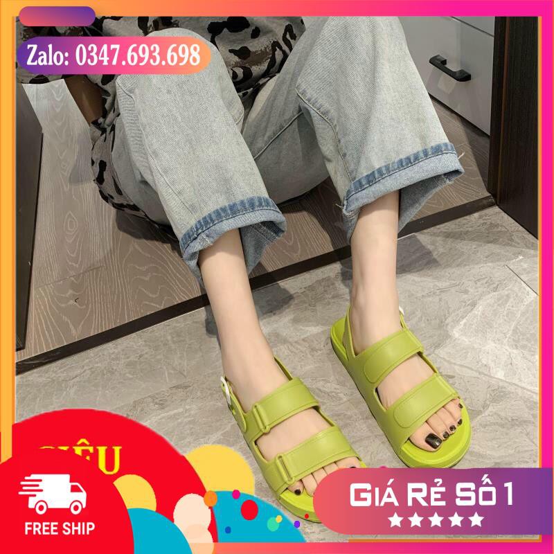 Sandal nữ sắc màu mới quai kép đế bệt chất nhựa chống nước đi mưa thoải mái dép quai hậu nữ đẹp giá rẻ đi học hot 2021