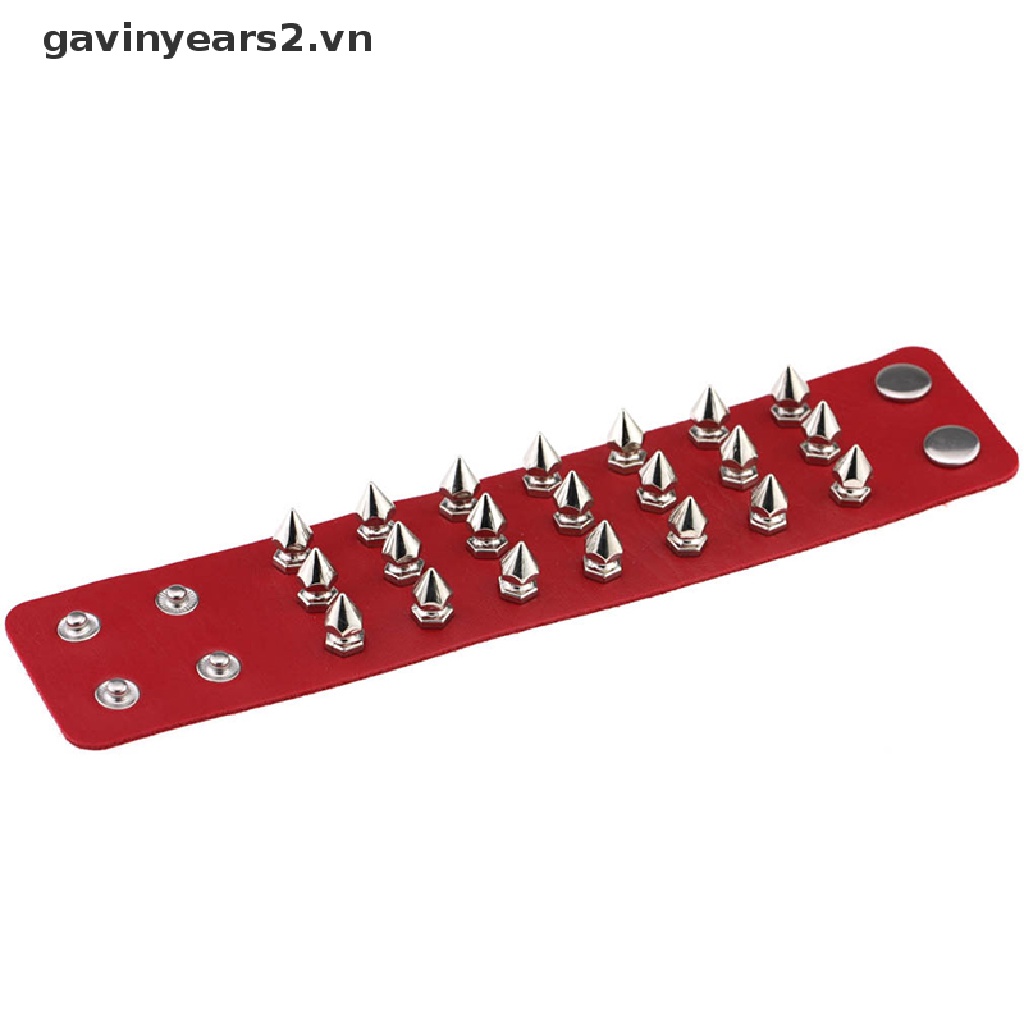 Bộ 2 Vòng Tay Da PU Đính Đinh Tán Phong Cách gothic Cá Tính