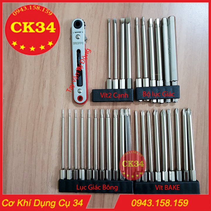Bộ tô vít tổng hợp BROPPE 27 Chi Tiết Và Tay Vặn Tự Động