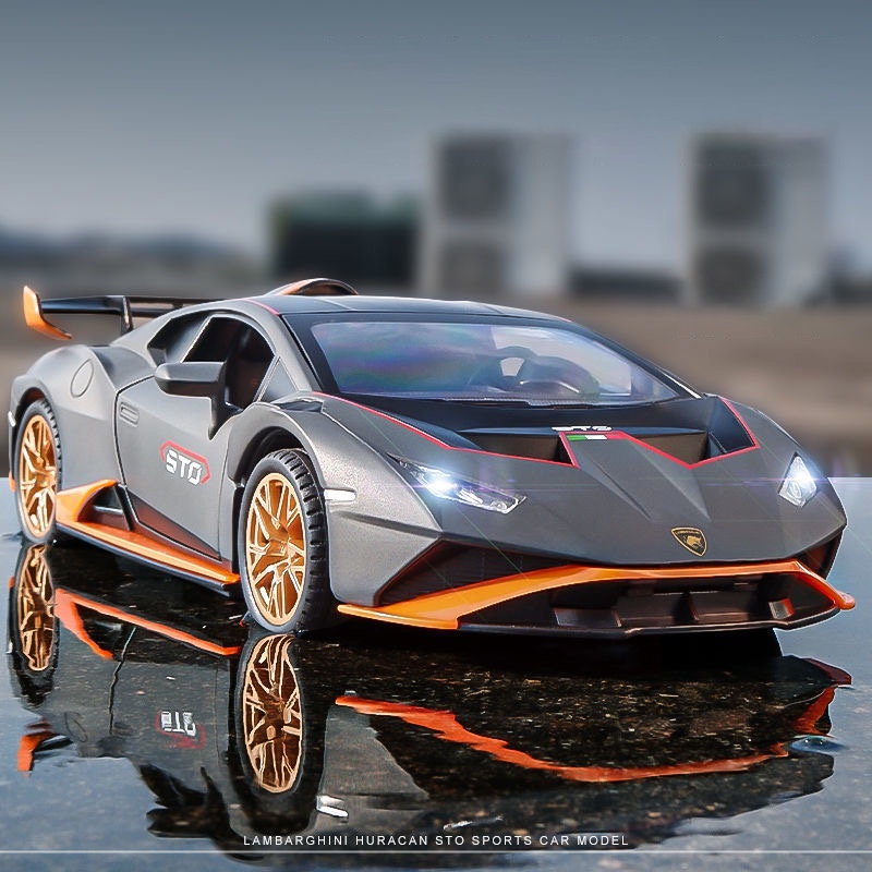 Mô Hình Xe Hơi Lamborghini Huracan STO Bằng Hợp Kim Tỉ Lệ 1: 24 Có Đèn Và Nhạc Độc Đáo