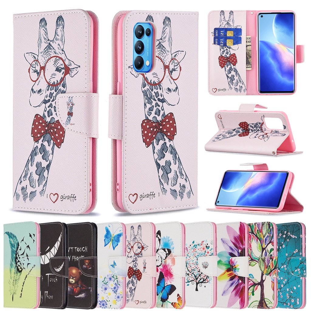 Ốp lưng điện thoại dạng ví da lật dành cho OPPO Reno 4 Reno 5 Pro Reno 6 Pro 5G