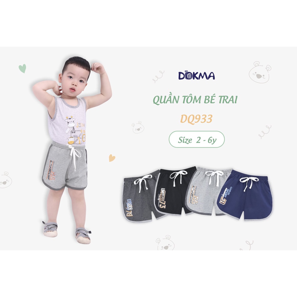 (2-6Y) Quần đùi / short vải cotton cho bé trai DQ933 - DOKMA