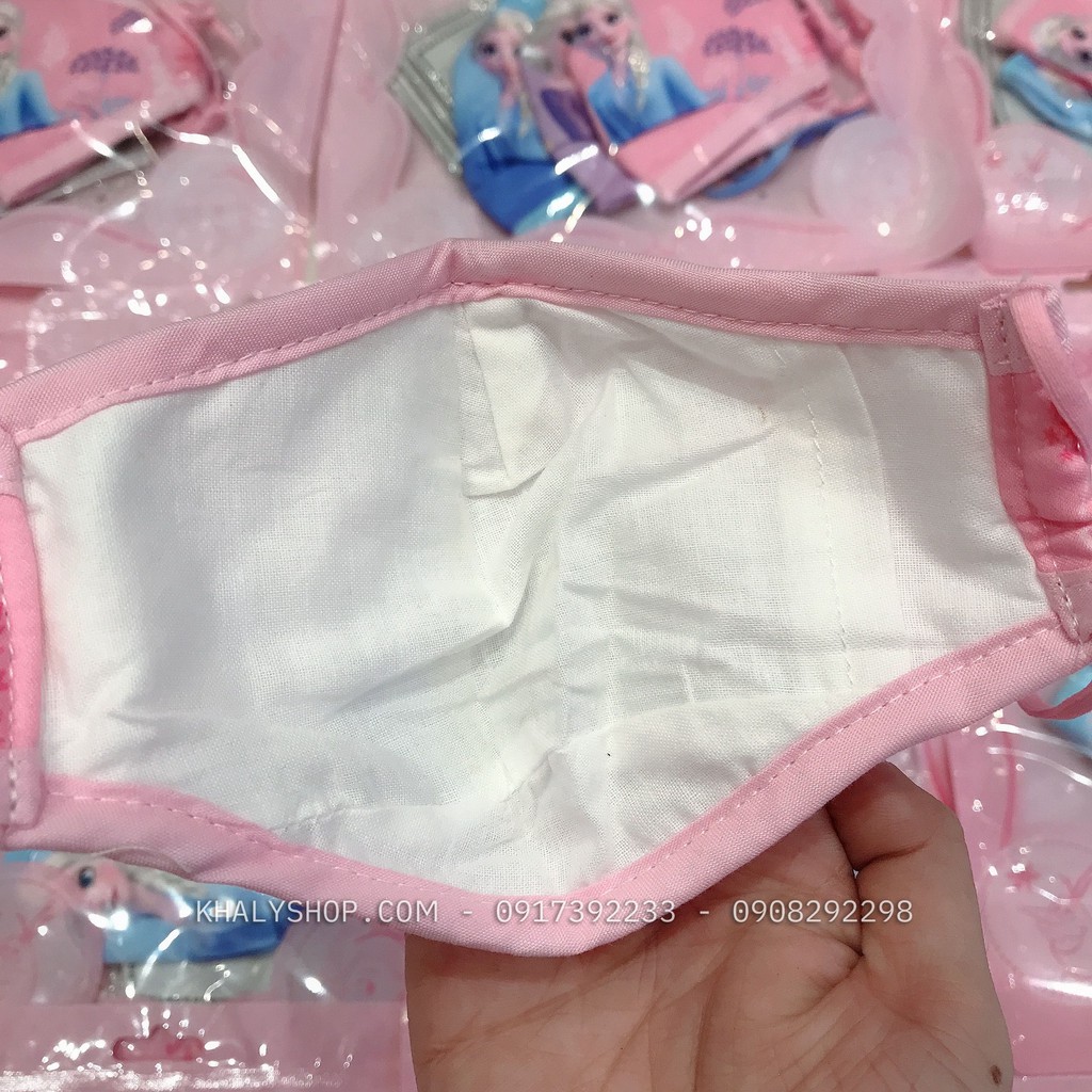 Set 3 khẩu trang vải Disney trẻ em hình công chúa Elsa ( Frozen ) 3 màu cho bé gái 3 - 8 tuổi - 57NDWF9485 | BigBuy360 - bigbuy360.vn