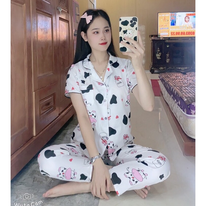 Bộ Pyjama nữ bộ mặc nhà cho nữ cộc tay quần dài có 6 mẫu KMH03