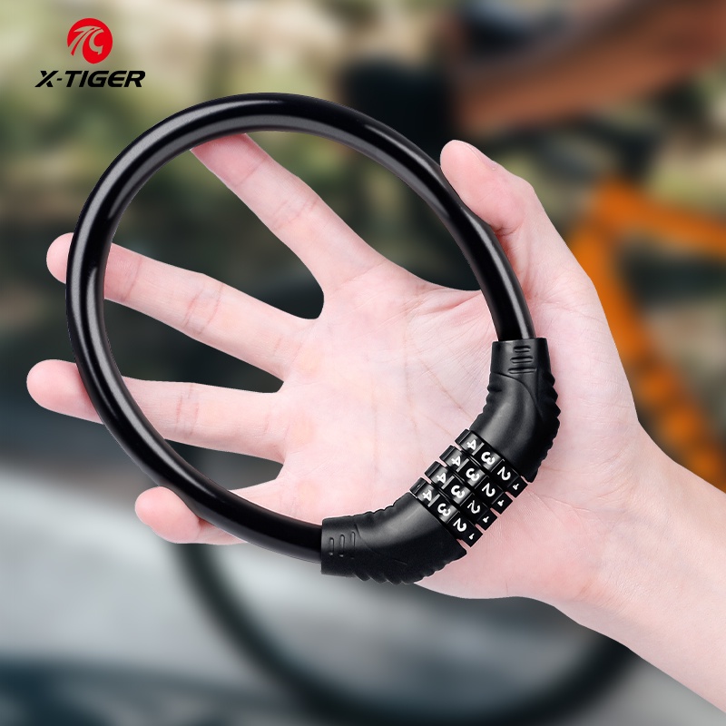 X-TIGER Khóa mật khẩu kiểu kết hợp có dây tiện dụng cho xe đạp