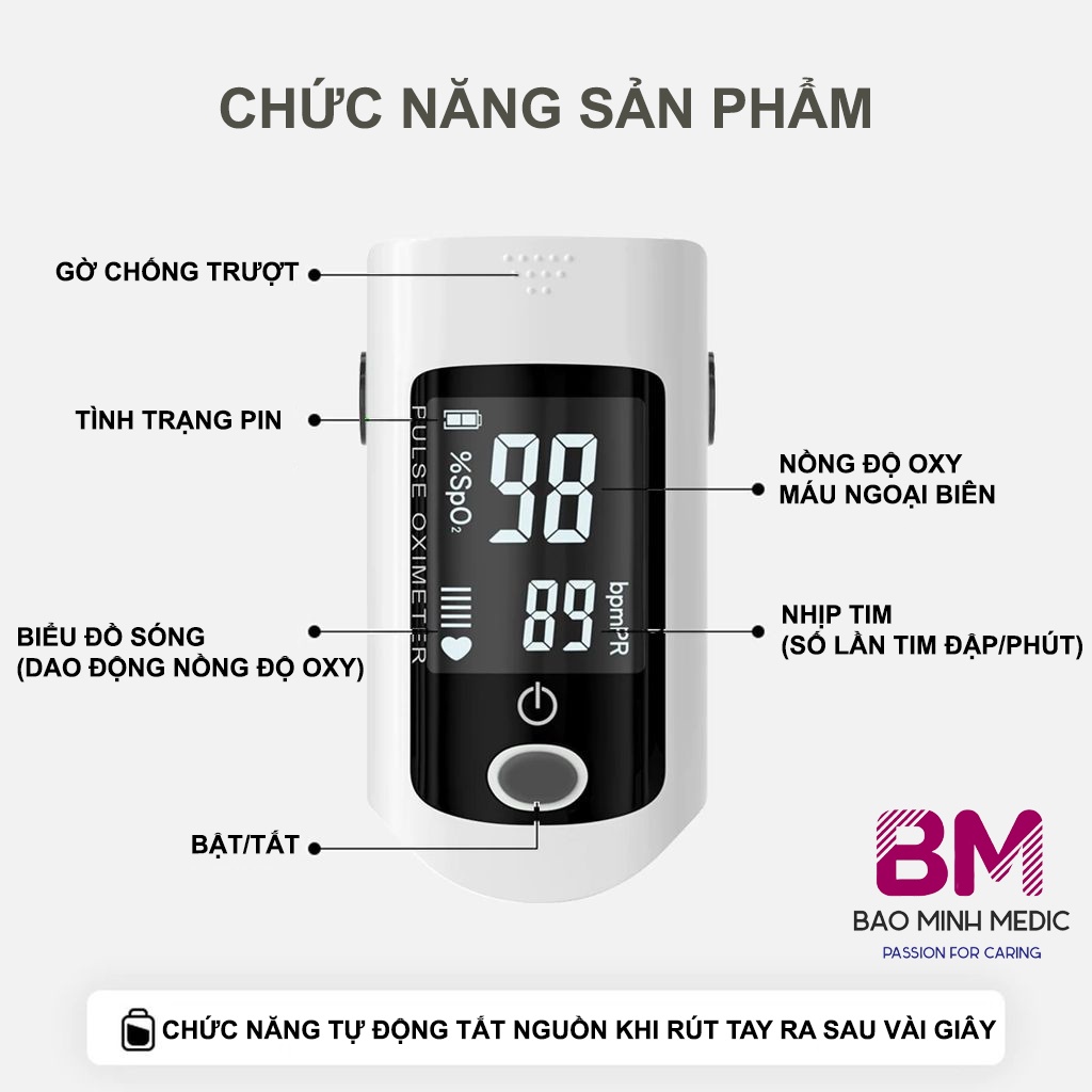 [HỎA TỐC HN] Máy đo nồng độ OXY trong máu, máy đo spo2 và nhịp tim Oxymeter SPO2 TANAKA - X1805 - BẢO HÀNH 12 THÁNG