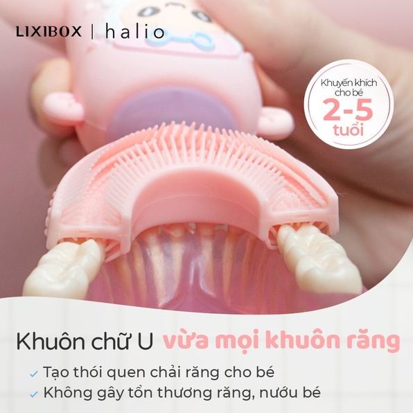 Bàn Chải Điện Cho Bé Halio Smart Sonic Toothbrush 2 loại đầu chải - Blue