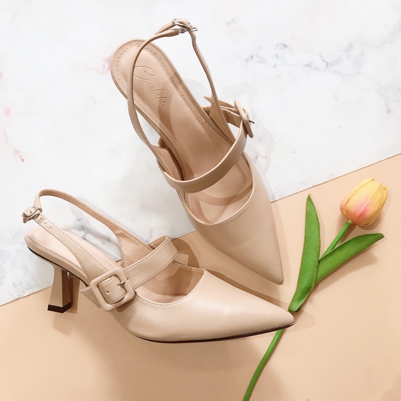 Giày cao gót nữ quai sau dáng slingback gót nhọn 7cm siêu xinh
