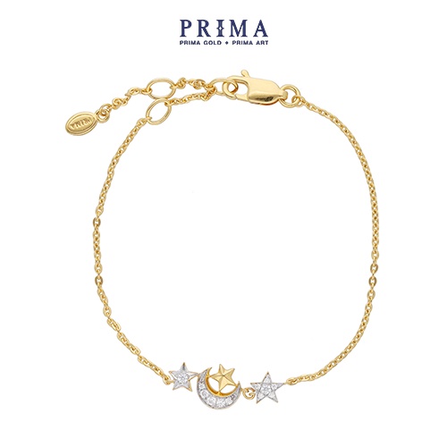 PRIMA Lắc Tay Vàng 18K - Đính Kim cương - BST MonoChic - Mặt trăng và Ngôi sao - 105L0268