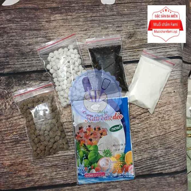 sét trà sữa thái 5 món 5ly (châu trắng, đen) 39k