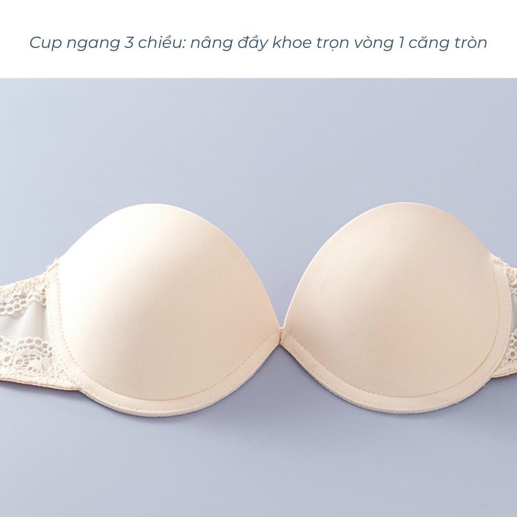Áo lót nữ Embra trơn phối lưng ren có gọng đệm mỏng hình sao nâng ngực tự nhiên EBALCG30