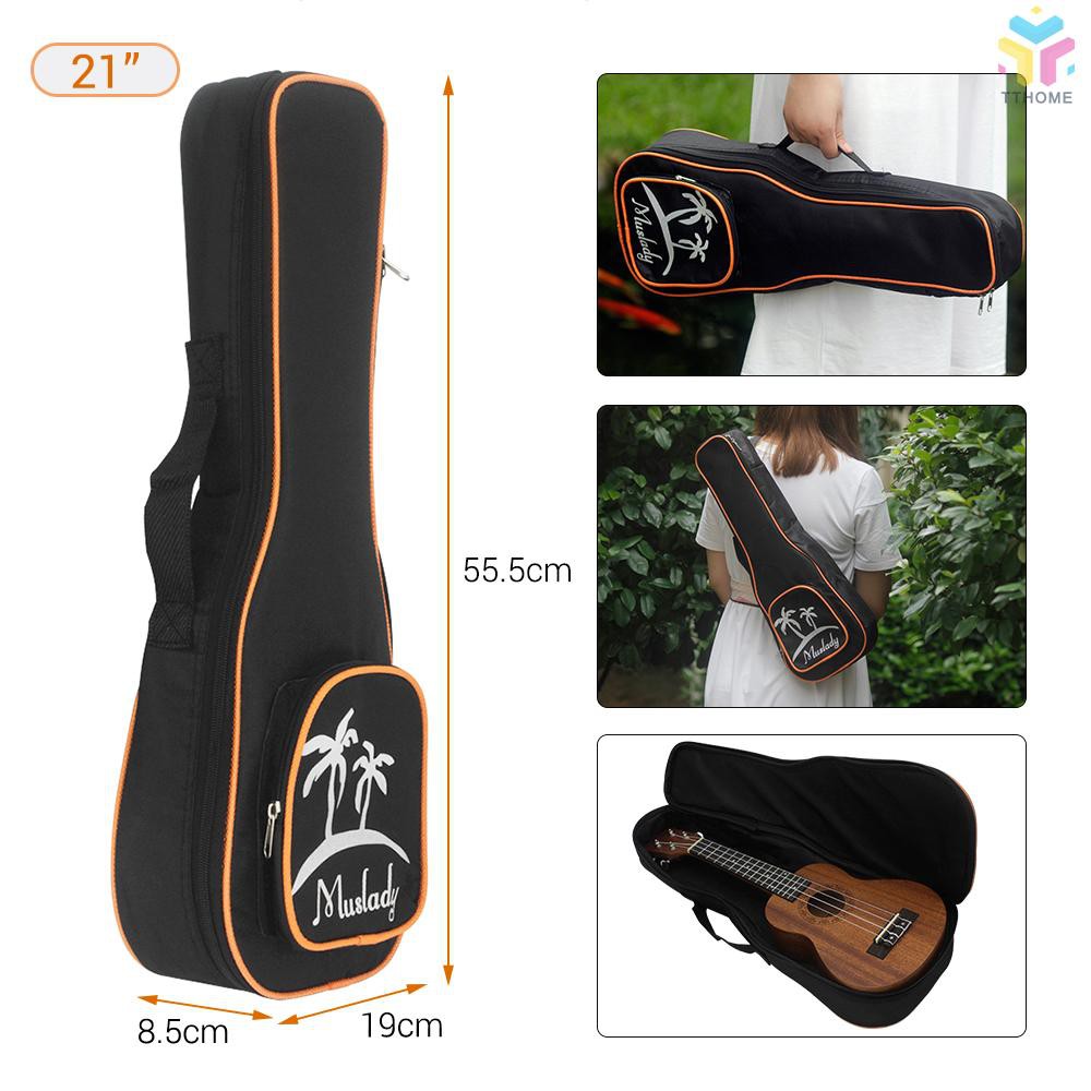 Đàn ukulele Soprano 21" bằng gỗ kèm dụng cụ kẹp lên dây đàn và bao đựng bằng vải