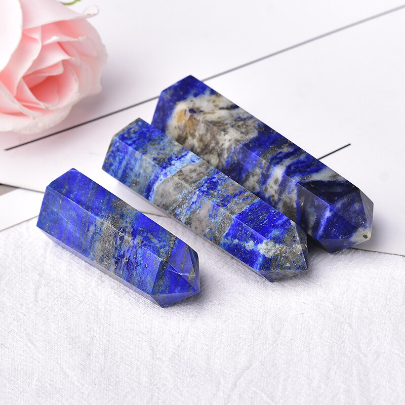 1 Đá Tinh Thể Thạch Anh Lapis Lazuli Tự Nhiên Hình Trụ Lục Giác Dùng Để Trang Trí Nhà