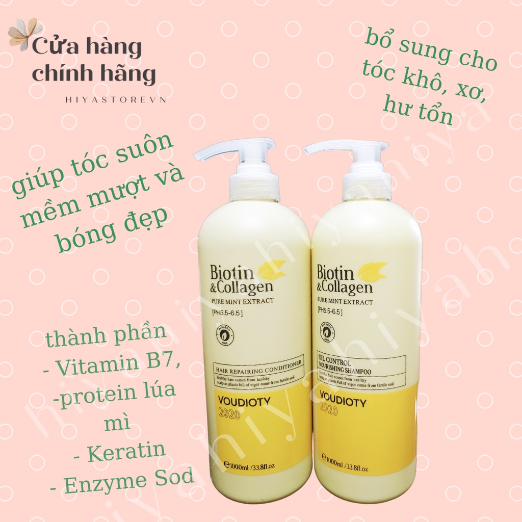 [CHUẨN AUTH] Bộ Dầu Gội Xả Biotin &amp; Collagen OGX Phiên Bản VOUDIOTY 1000ml