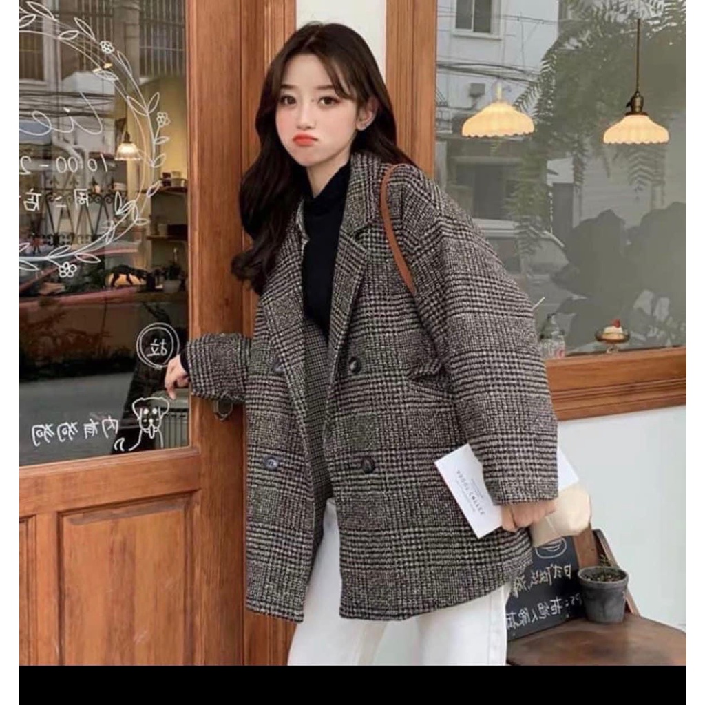 [ẢNH THẬT]Áo blazer kẻ sọc sang chảnh trơn Khoác Dạ Dáng Dài - dáng suông rộng trượt vạt bầu dáng rộng- áo khoá