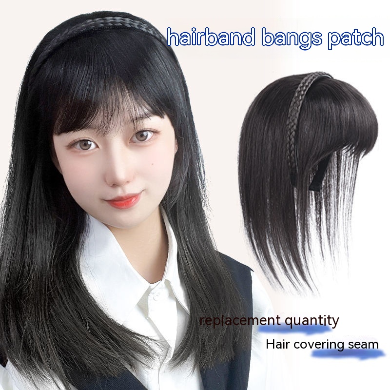 Bộ Tóc Giả Màu Trắng Kèm Băng Đô Bện Một Mảnh Thay Thế Cho Tóc Giả