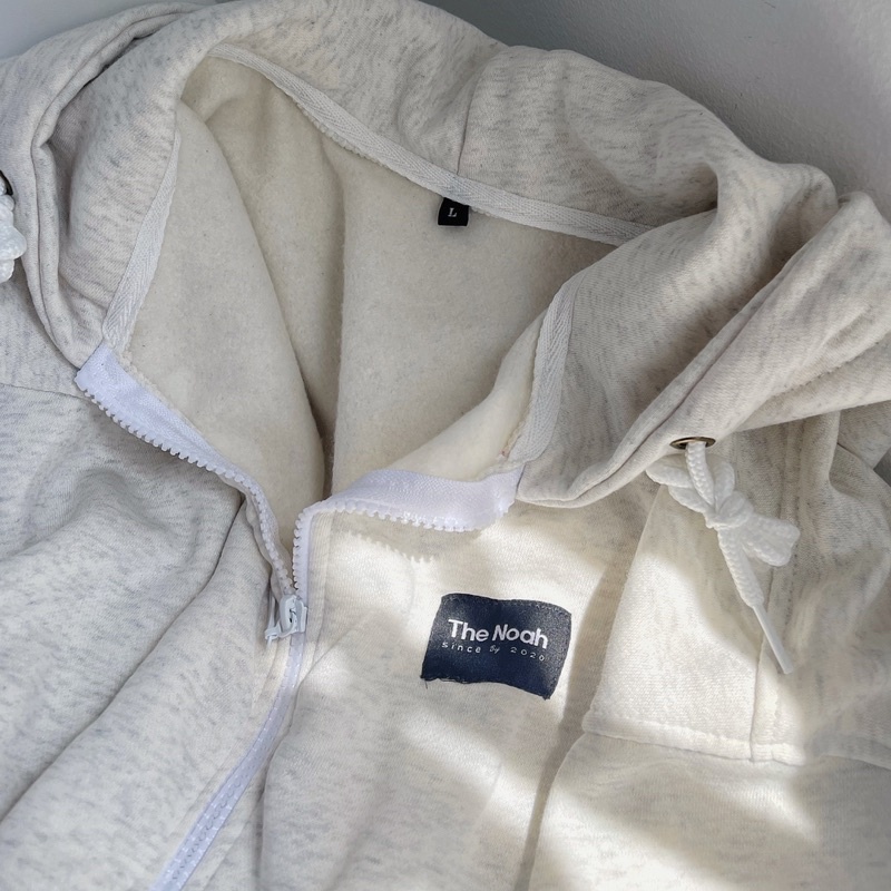 Áo khoác nỉ zip NOAZH xám trắng ảnh thật unisex SSSTore ( nam nữ mặc đều được)