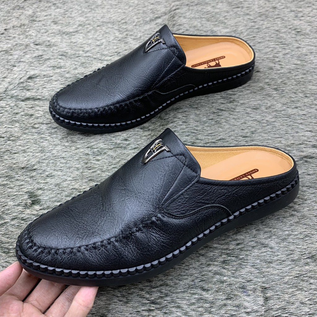 Giày Sapo Nam  , Chất Liệu Da Bò nguyên Tấm khẩu, Đế Cao su Non , Khâu hoàn Toàn , Bít mũi, Không gót Nam , Mẫu Mới Nhất