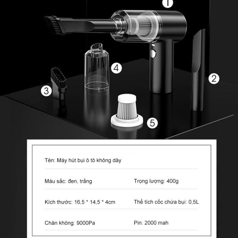 Máy Hút Bụi Mini Không Dây K7 - Máy hút bụi ô tô - Pin sạc