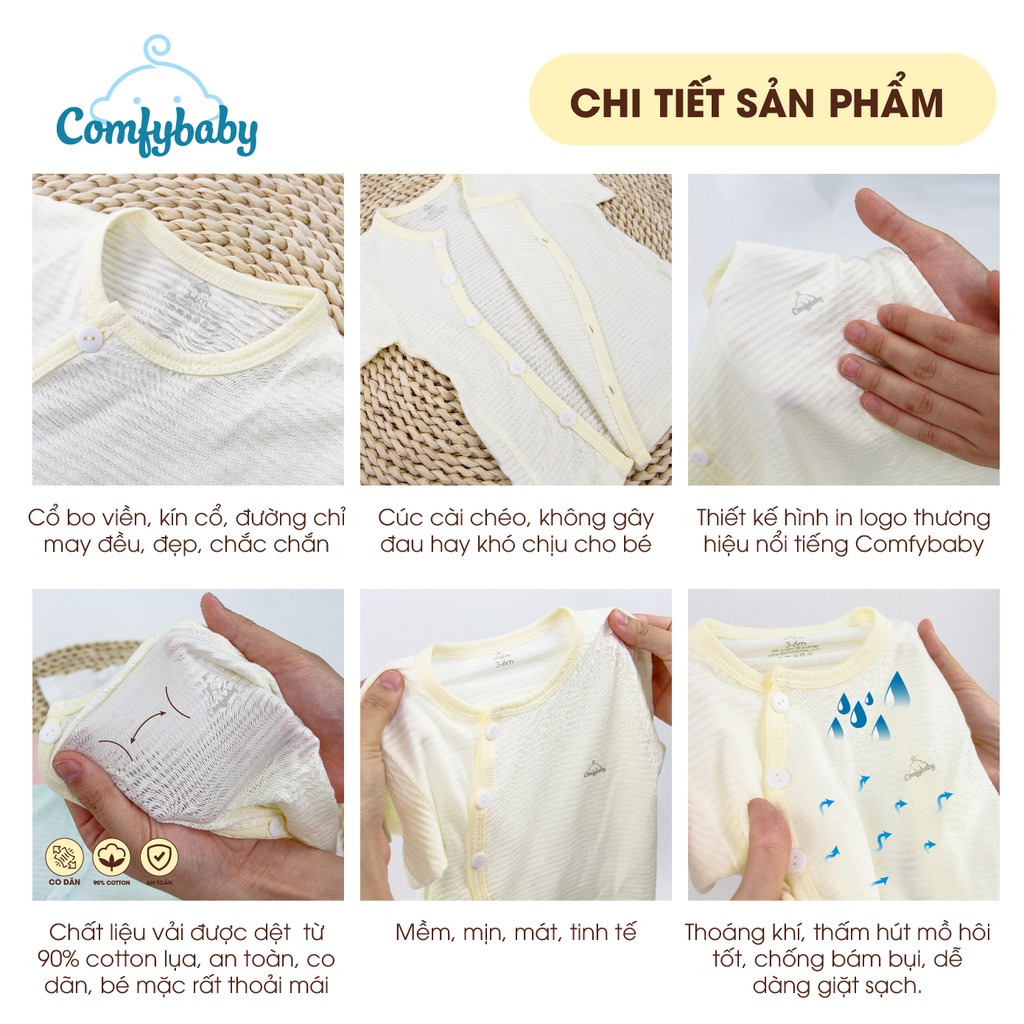 Bộ quần áo mùa hè cho bé 100% cotton lụa – Comfybaby siêu nhẹ - thoáng mát QACF22042021 size 3-12 tháng