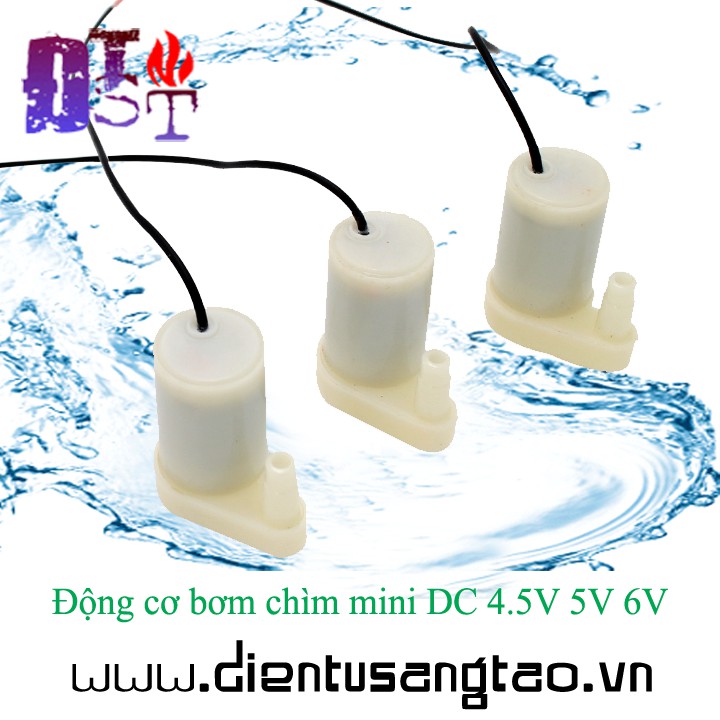 Động cơ bơm chìm mini 3-6VDC bơm tiểu cảnh, bể cá, điều hòa nước -Đầu cong