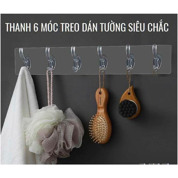 THANH MÓC DÍNH TƯỜNG ĐA NĂNG 6 MÓC SIÊU DÍNH ( SIÊU GIÁ RẺ )