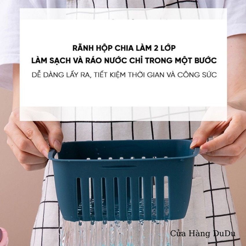 Bộ Rổ Nhựa Kèm Chậu Đựng Rau Trái Cây Có Nắp Đậy Kèm Lỗ Thoát Nước 3 Trong 1 Đa Năng