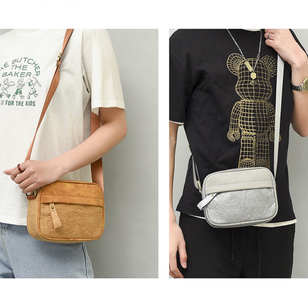 Túi đeo chéo messenger size mini phối da cao cấp unisex cho nam nữ