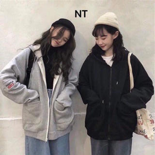 Áo khoác nỉ khoá thêu logo tay N&T