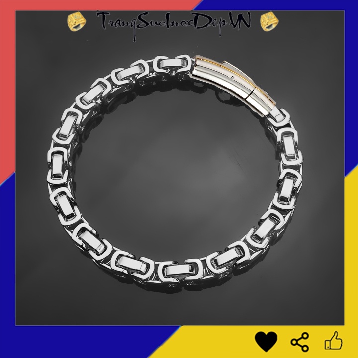 Lắc tay nam inox zizac 8mm khóa gài vip sáng đẹp, không đen, thể hiện đẳng cấp phái mạnh
