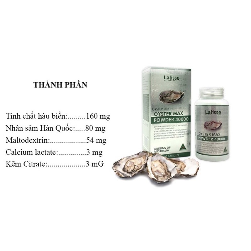 Tinh chất hàu LALISSE OYSTER MAX POWDER 40000 - Hỗ trợ tăng cường sinh lý