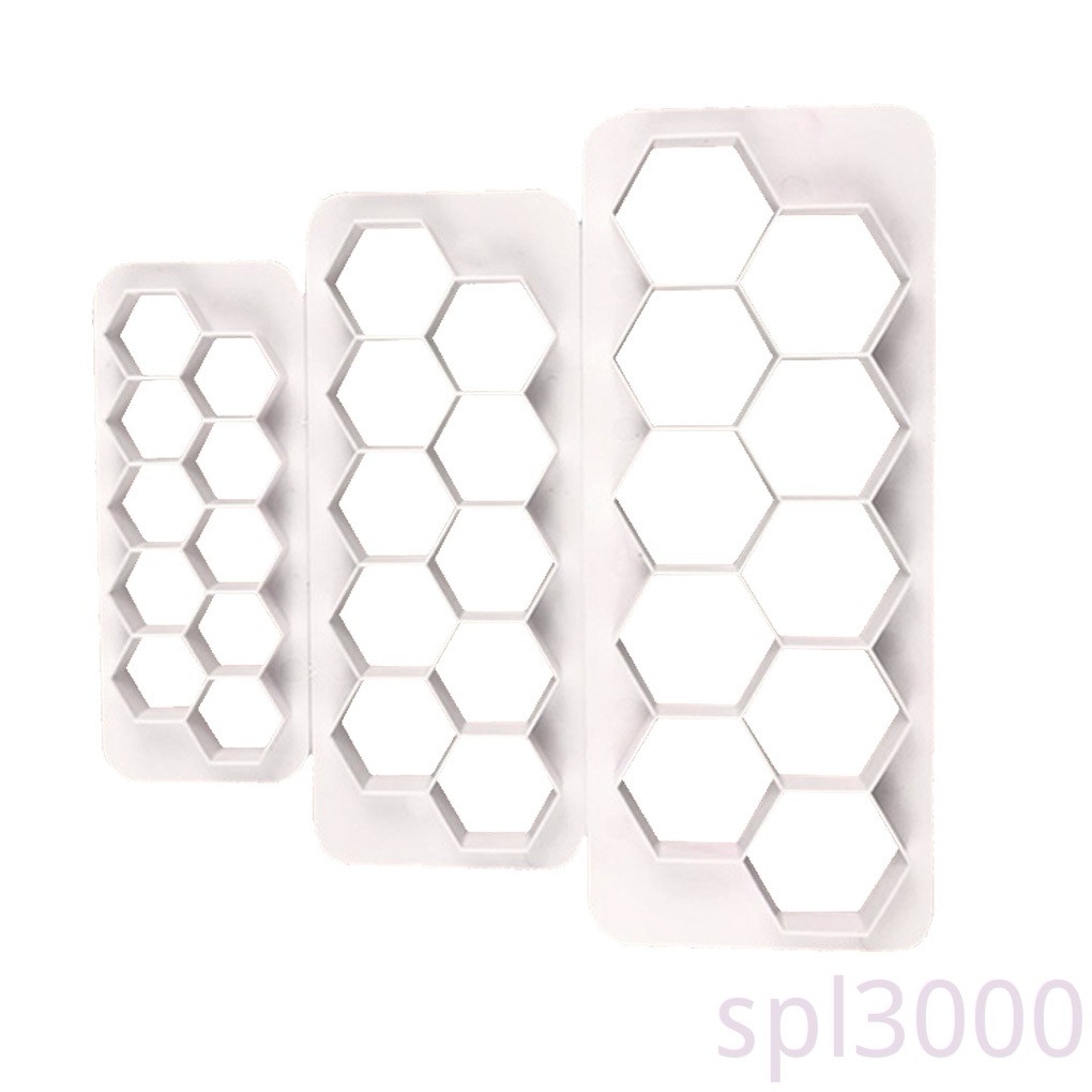 Set 3 Khuôn Cắt Tạo Hình Lục Giác Trang Trí Bánh
