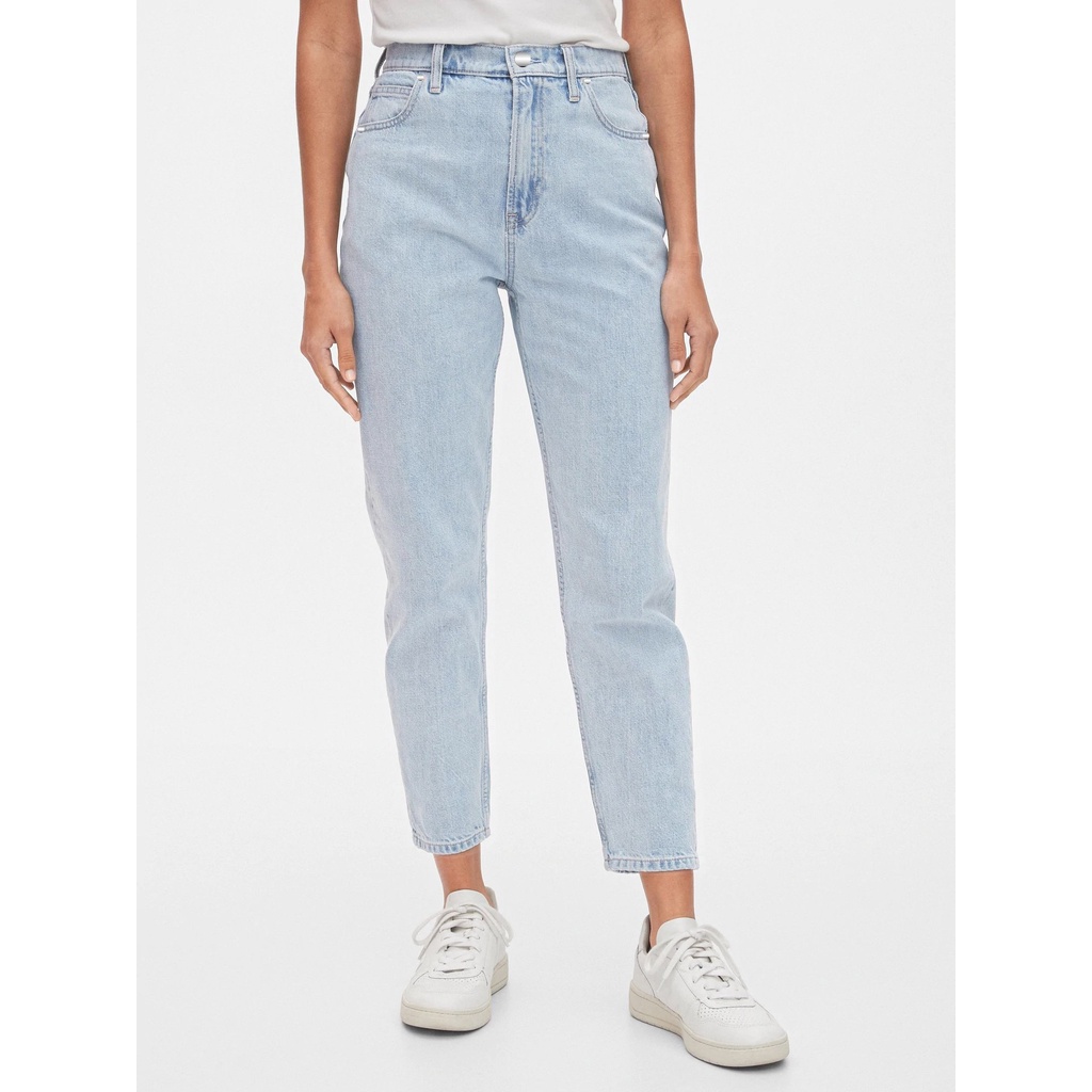 Quần Mom Jeans Nữ Lưng Cao Màu Xanh Sáng M-01