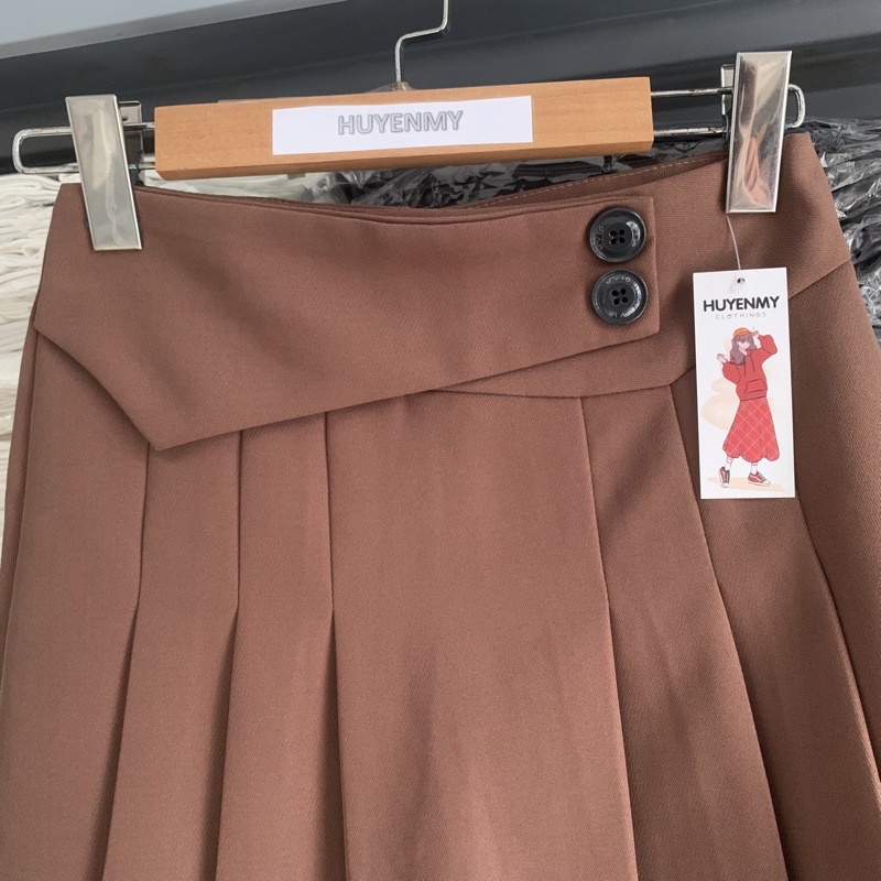 Váy nữ xếp ly, chân váy xếp ly ngắn 2 nút lưng cao xòe phong cách Hàn Quốc - Alice Store