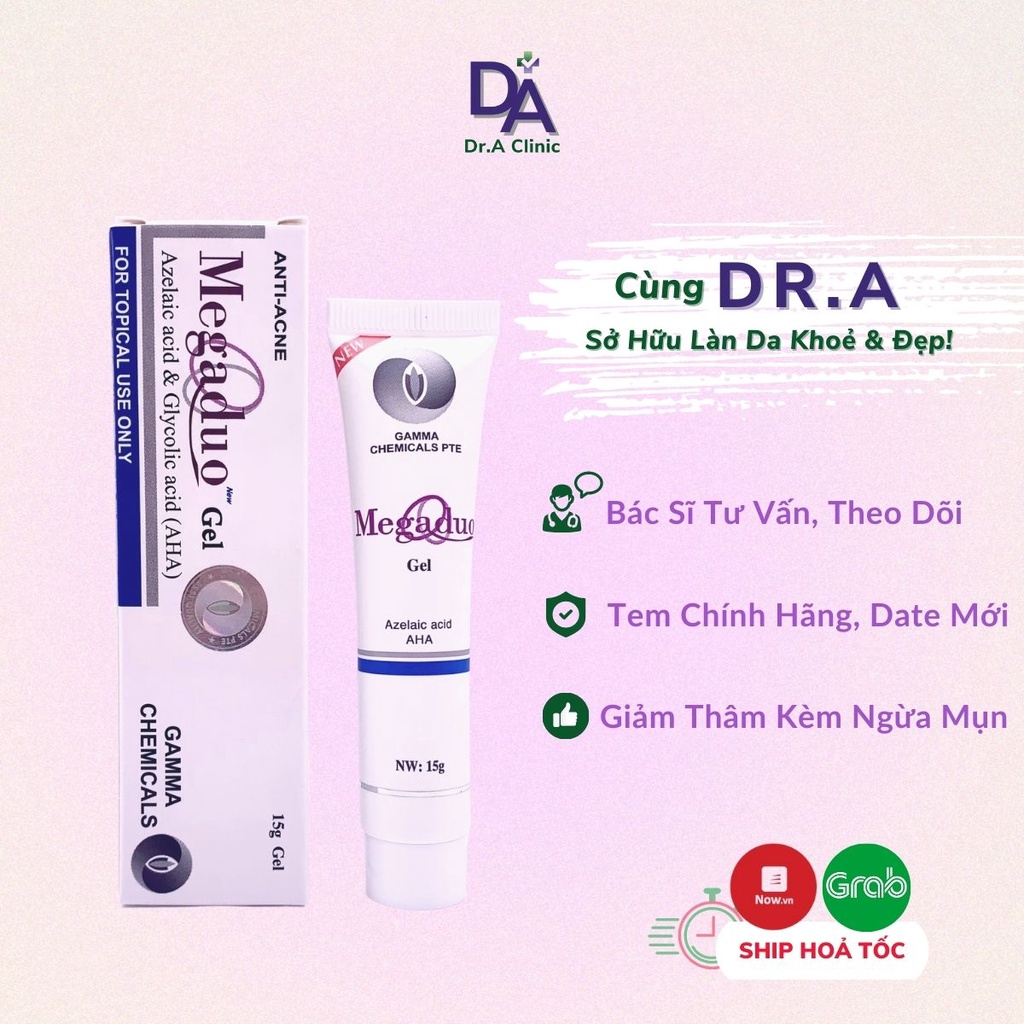 Megaduo Gel Gamma Chính Hãng 15g Chứa Azelaic Acid và AHA chấm mụn ngừa thâm dưỡng sáng da - Dr.A Clinic